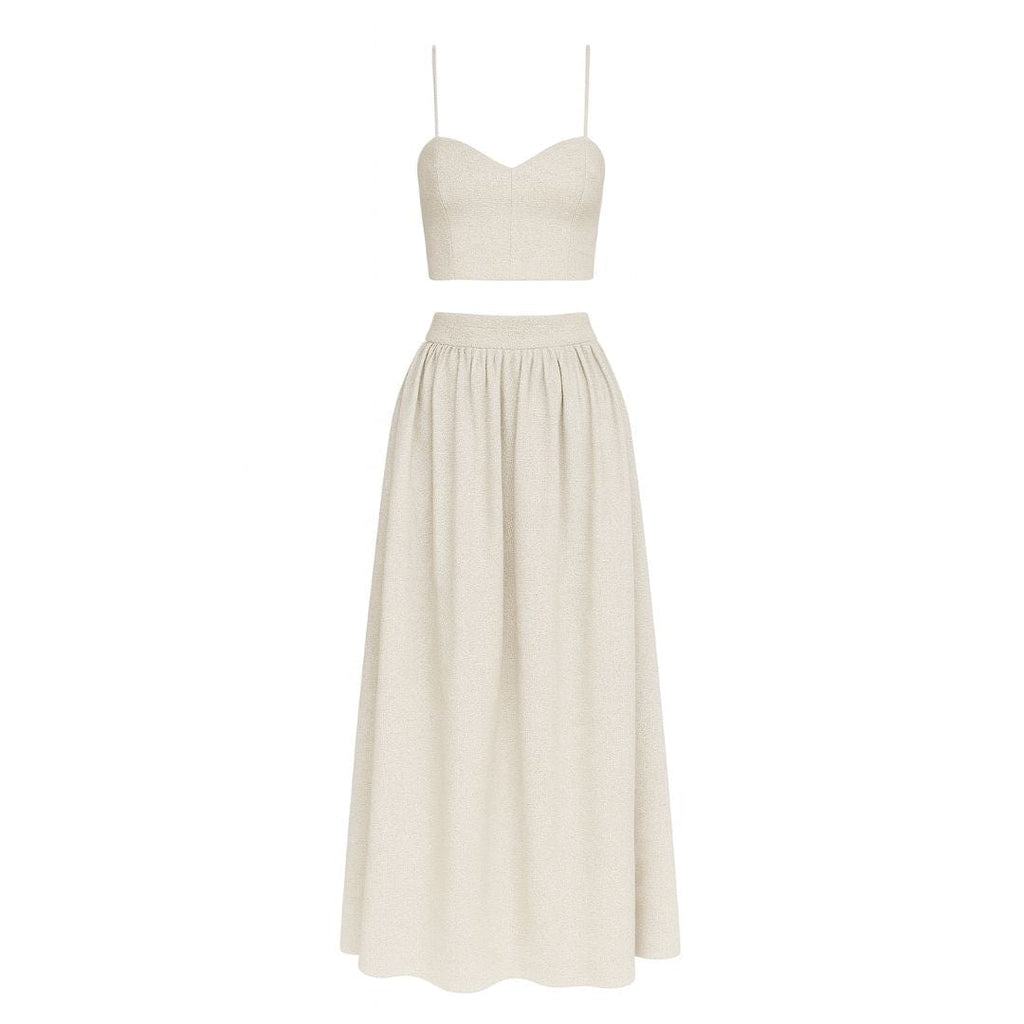 Sand Linen Cropped Top and Matching Skirt
